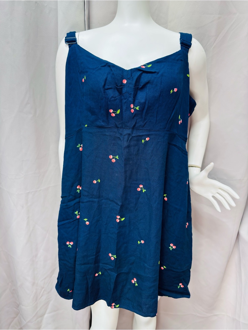 Old Navy Navy Mini Dress with Pink Cherry Embroidery